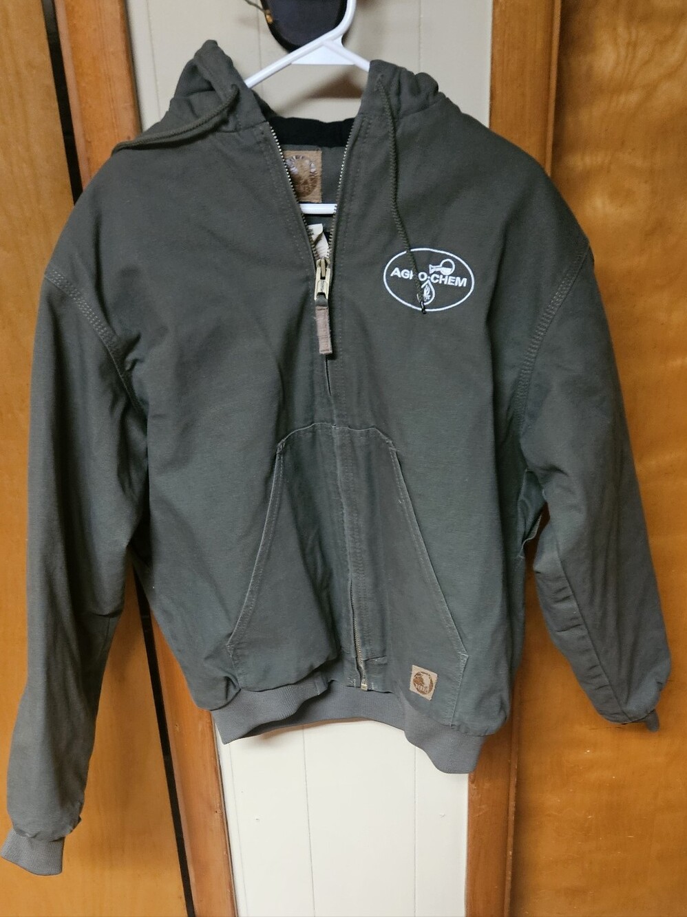 Berne Workwear Hooded Jacket in Olive Green - Agri Chem Logo